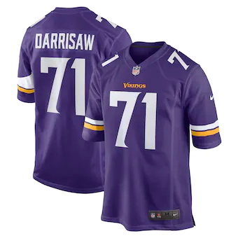 mens nike christian darrisaw purple minnesota vikings game 